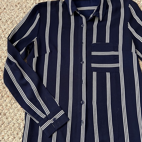 Navy Blue Striped Blouse - Picture 3 of 3